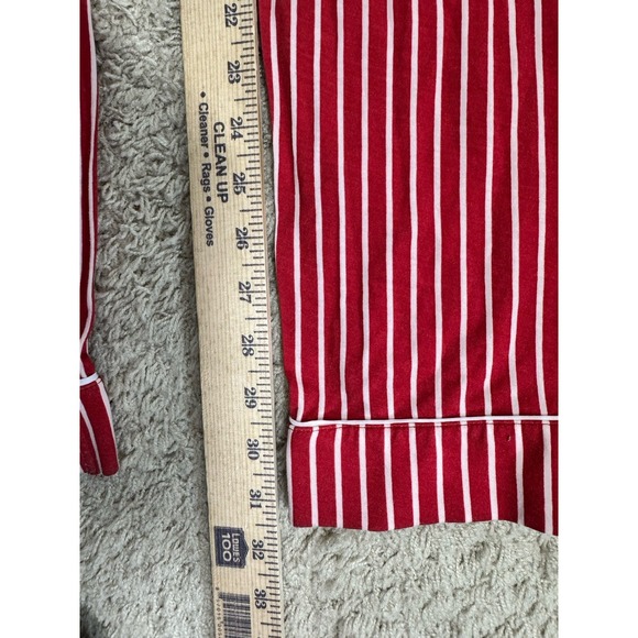 Woolx Womens Red Stripe Merino Wool Feather Touch Pajama Set Size L Tall Holiday - Picture 9 of 12